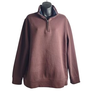 Tahari Men's Size L/G Brown 1/4 Zipper Pullover Longsleeve Sweatshirt